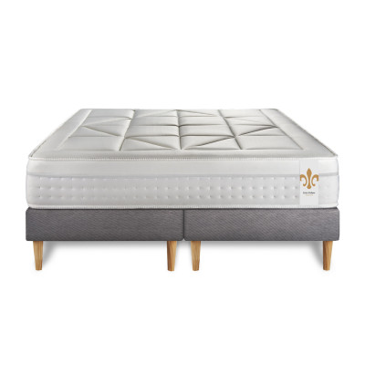 Ensemble Matelas Sommier 160x200 cm - 2 Sommiers Gris - Vingt-Huit