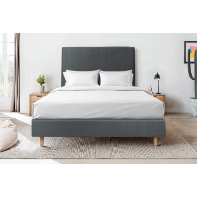 Tête de lit 200 cm Tapissée - Tissu Velours Gris Anthracite