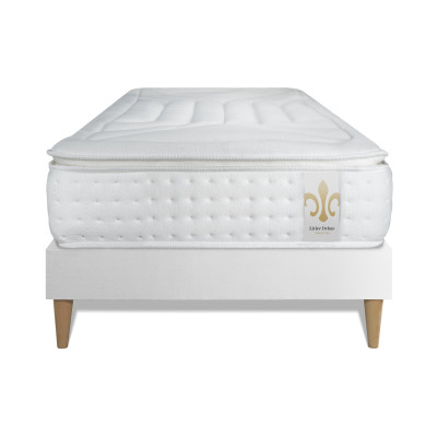 Ensemble Matelas Sommier 90x200 cm - Sommier Blanc (en kit) - Vingt-Quatre PLUS