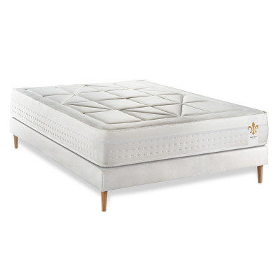 Ensemble Matelas Sommier 160x200 cm - Sommier Blanc (déjà monté) - Vingt-Huit