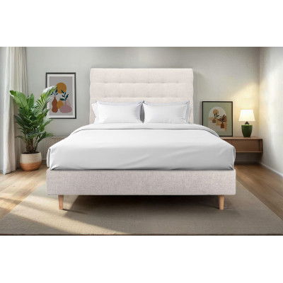 Tête de lit 180 cm Capitonnée - Tissu Toile Natté Beige Clair