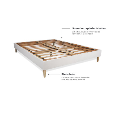 Ensemble Matelas Sommier 160x200 cm - Sommier Blanc (en kit) - Trente