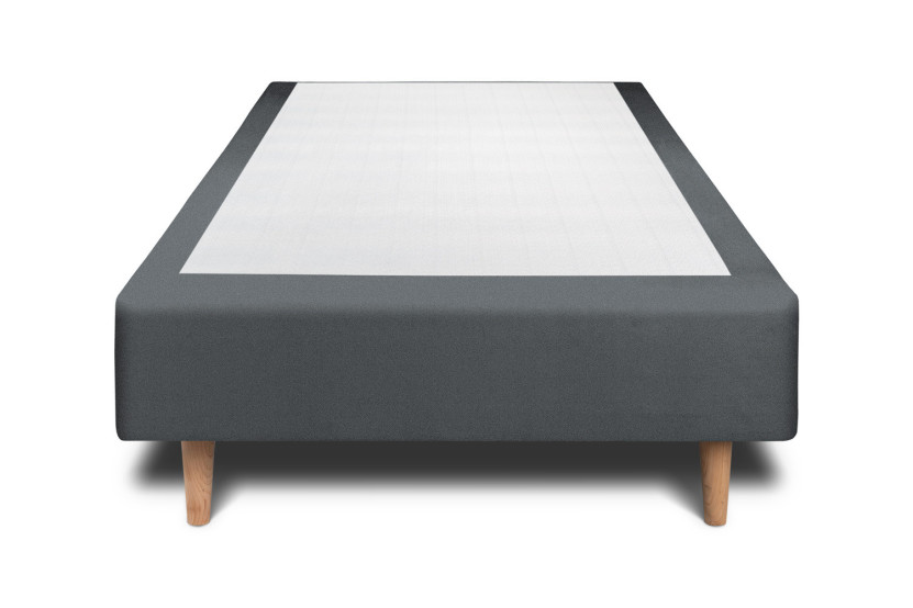 Sommier Tapissier 90x190 cm - H35 cm - Velours - Gris anthracite