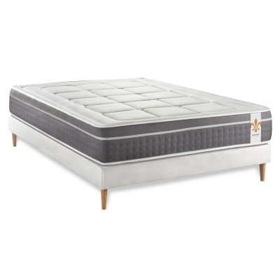 Ensemble Matelas Sommier 140x200 cm - Sommier Blanc (déjà monté) - Trente