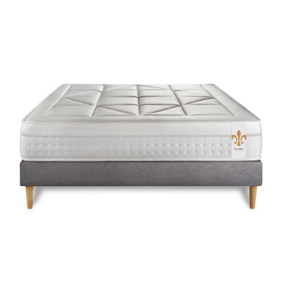 Ensemble Matelas Sommier 160x200 cm - Sommier Gris (déjà monté) - Vingt-Huit