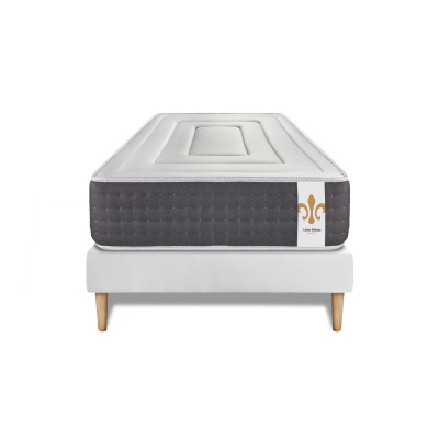 Ensemble Matelas Sommier 90x190 cm - Sommier Blanc (déjà monté) - Vingt-Six