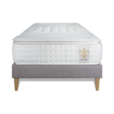 Ensemble Matelas Sommier 90x200 cm - Sommier Gris (déjà monté) - Vingt-Quatre PLUS