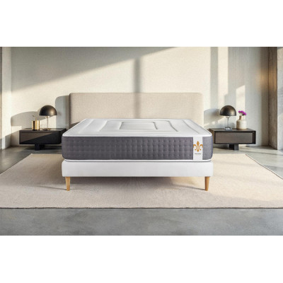 Ensemble Matelas Sommier 200x200 cm - Sommier Blanc (en kit) - Vingt-Six
