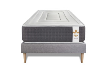 Ensemble Matelas Sommier 90x200 cm - Sommier Gris (déjà monté) - Vingt-Six