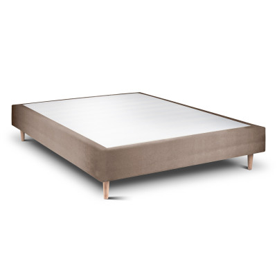 Sommier Tapissier 150x190 cm - H35 cm - Velours - Taupe