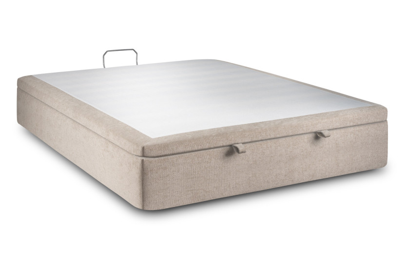 Sommier Coffre 160x200 cm - Toile nattée  - Beige brun