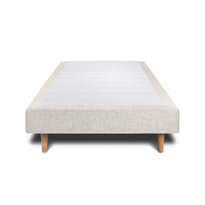 Sommier Tapissier 90x200 cm - H29 cm - Toile nattée - Beige clair