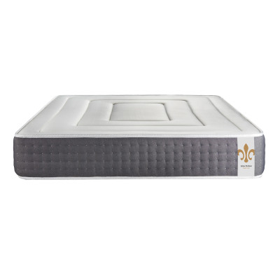 Pack lit complet 140x190 cm - Matelas + Sommier Gris (en kit) + 2 oreillers + Couette - Vingt-Six