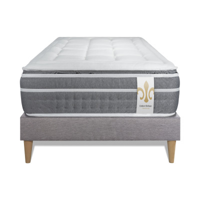 Ensemble Matelas Sommier 90x190 cm - Sommier Gris (en kit) - Trente PLUS