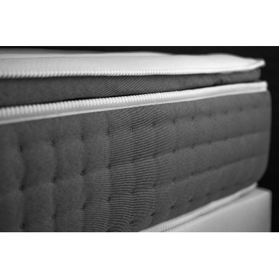 Pack lit complet 140x190 cm - Matelas + Sommier Gris (en kit) + 2 oreillers + Couette - Vingt-Six PLUS