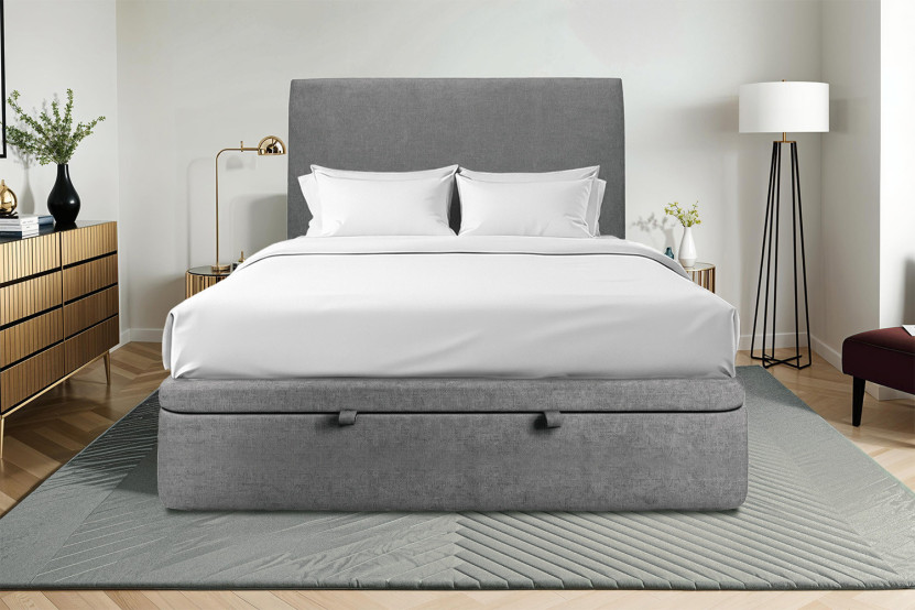 Sommier Coffre 140x200 cm - Toile nattée  - Gris anthracite