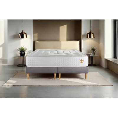 Ensemble Matelas Sommier 200x200 cm - 2 Sommiers Gris - Vingt-Quatre