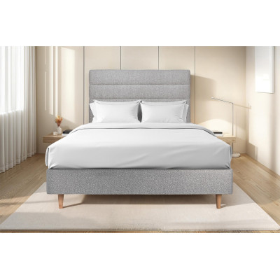 Tête de lit 150 cm Lignes - Tissu Bouclette Gris
