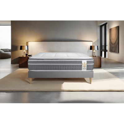Ensemble Matelas Sommier 140x190 cm - Sommier Gris (déjà monté) - Trente PLUS