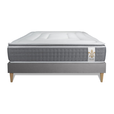 Ensemble Matelas Sommier 140x200 cm - Sommier Gris (en kit) - Vingt-Six PLUS