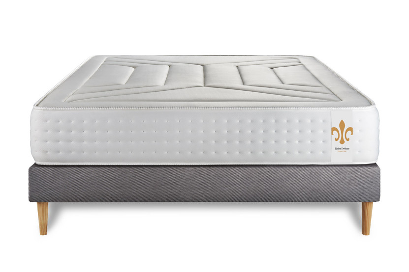 Ensemble Matelas Sommier 140x200 cm - Sommier Gris (déjà monté) - Vingt-Quatre