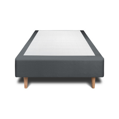 Sommier Tapissier 80x200 cm - H35 cm - Velours - Gris anthracite