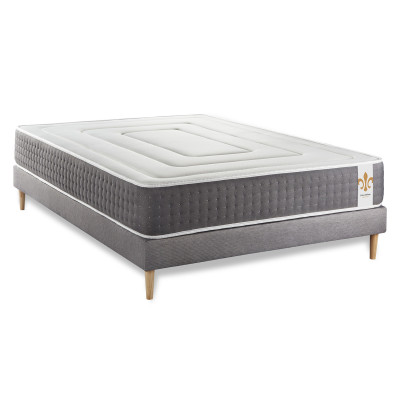 Ensemble Matelas Sommier 140x200 cm - Sommier Gris (en kit) - Vingt-Six