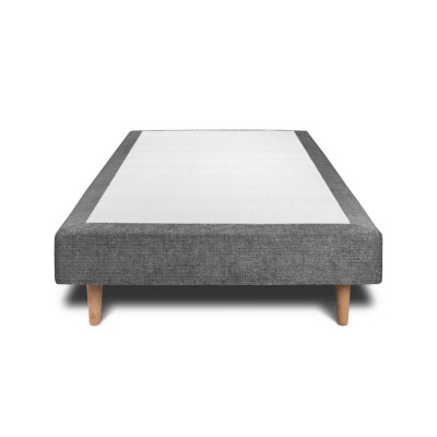 Sommier Tapissier 90x200 cm - H29 cm - Toile nattée - Gris anthracite