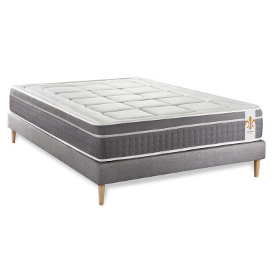 Ensemble Matelas Sommier 160x200 cm - Sommier Gris (déjà monté) - Trente