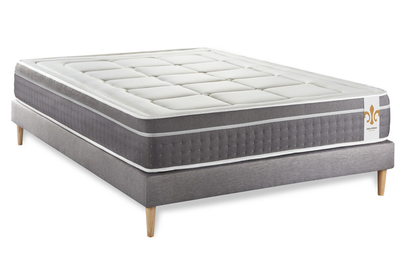 Ensemble Matelas Sommier 160x200 cm - Sommier Gris (déjà monté) - Trente