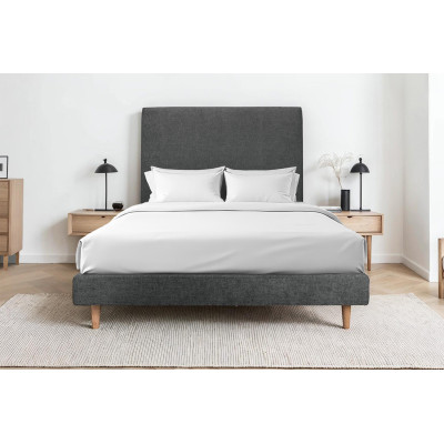 Sommier Tapissier 150x190 cm - H29 cm - Toile nattée - Gris anthracite