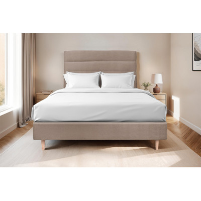 Tête de lit 200 cm Lignes - Tissu Velours Taupe