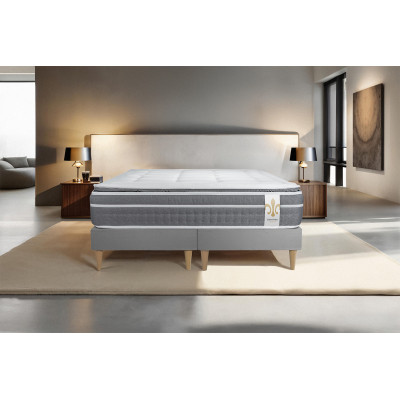 Ensemble Matelas Sommier 160x200 cm - 2 Sommiers Gris - Trente PLUS
