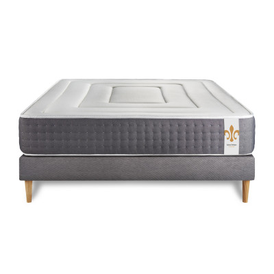 Ensemble Matelas Sommier 160x200 cm - Sommier Gris (en kit) - Vingt-Six