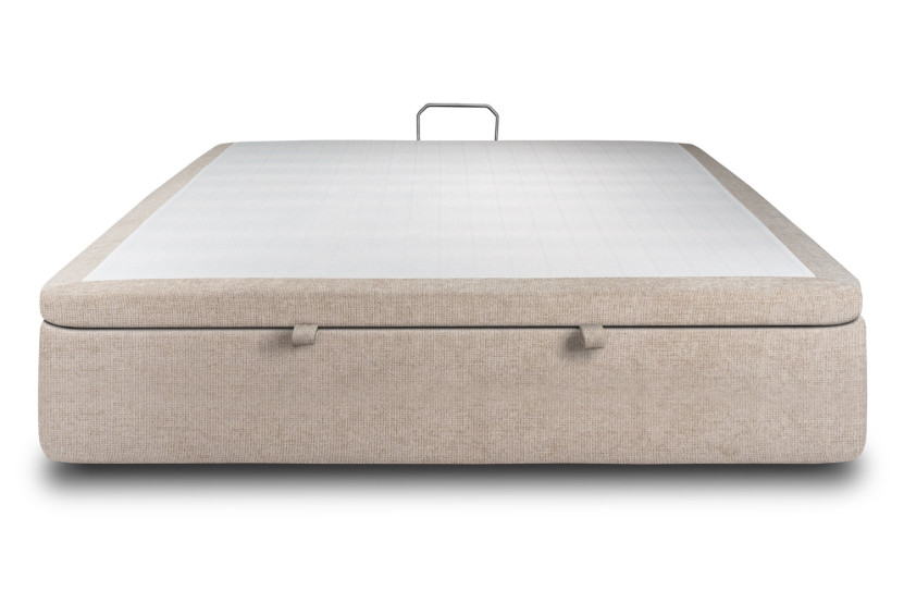 Sommier Coffre 160x200 cm - Toile nattée  - Beige brun