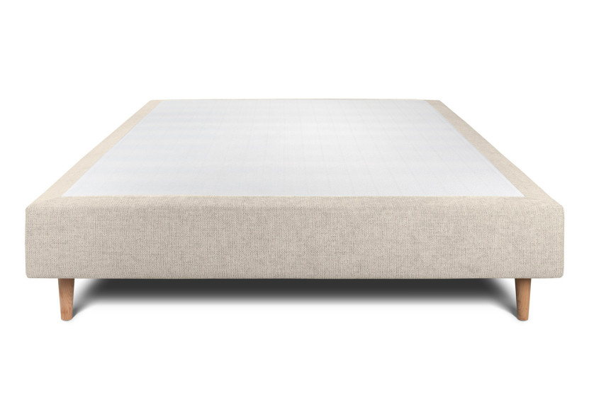Sommier Tapissier 135x190 cm - H35 cm - Toile nattée - Beige clair