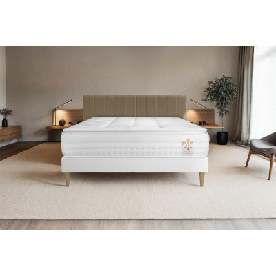 Ensemble Matelas Sommier 160x200 cm - Sommier Blanc (en kit) - Vingt-Huit PLUS