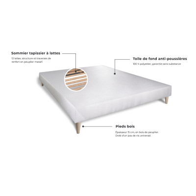 Ensemble Matelas Sommier 160x200 cm - Sommier Blanc (déjà monté) - Vingt-Six PLUS
