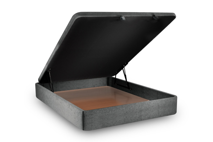 Sommier Coffre 200x200 cm - Toile nattée  - Gris anthracite