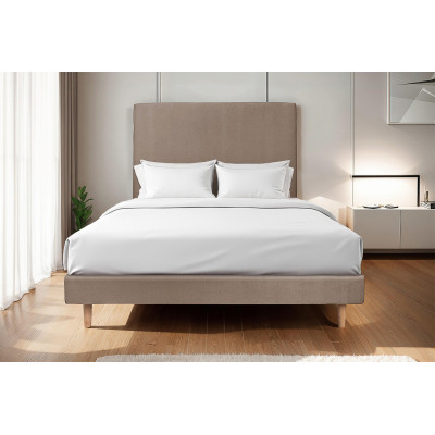 Sommier Tapissier 135x190 cm - H29 cm - Velours - Taupe