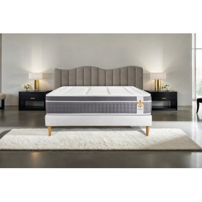 Ensemble Matelas Sommier 200x200 cm - Sommier Blanc (en kit) - Trente
