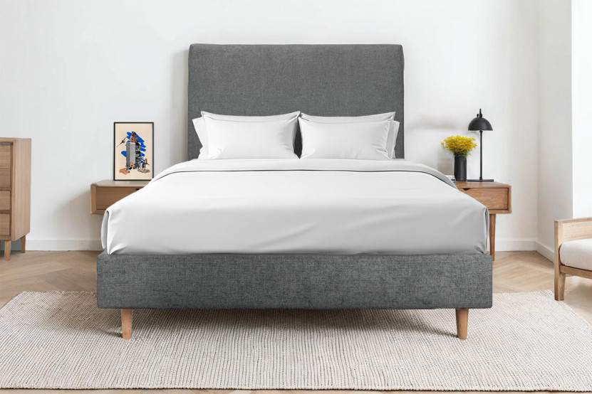 Sommier Tapissier 140x200 cm - H35 cm - Toile nattée - Gris anthracite