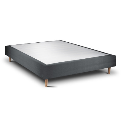 Sommier Tapissier 150x190 cm - H35 cm - Velours - Gris anthracite