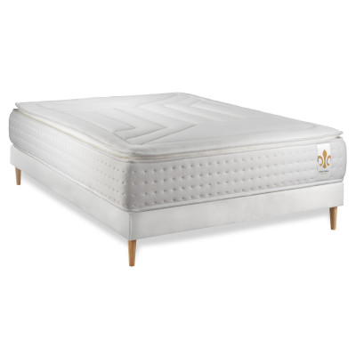 Ensemble Matelas Sommier 140x200 cm - Sommier Blanc (déjà monté) - Vingt-Quatre PLUS