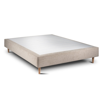 Sommier Tapissier 135x190 cm - H35 cm - Toile nattée - Beige brun