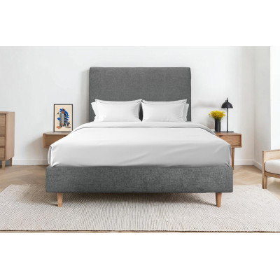 Tête de lit 150 cm Tapissée - Tissu Toile Natté Gris Anthracite