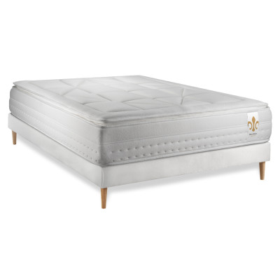 Ensemble Matelas Sommier 200x200 cm - Sommier Blanc (en kit) - Vingt-Huit PLUS