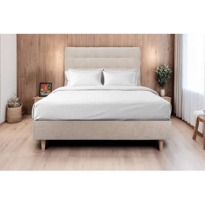 Tête de lit 180 cm Capitonnée - Tissu Toile Natté Beige Brun