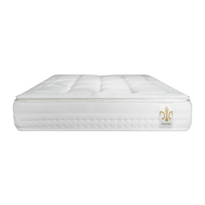 Pack lit complet 200x200 cm - Matelas + 2 Sommiers Gris + 2 oreillers + Couette - Vingt-Huit PLUS