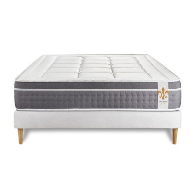Ensemble Matelas Sommier 140x190 cm - Sommier Blanc (déjà monté) - Trente